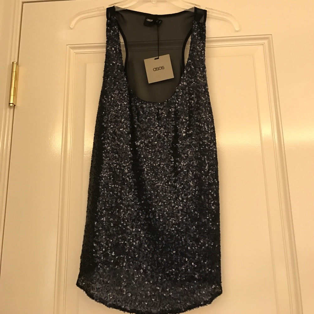 Asos sequin navy tank