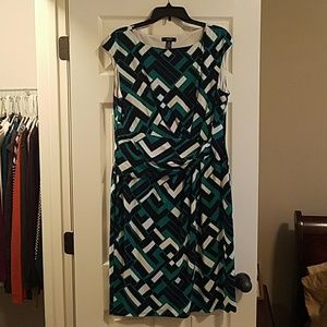 Navy and green cap sleeved dress