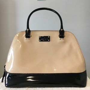 kate spade cream & black patent leather bag