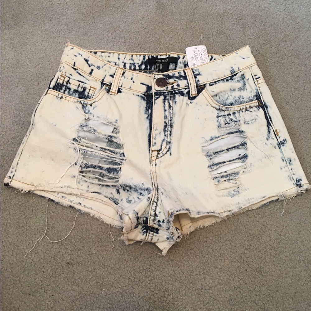 Acid wash shorts