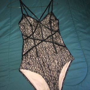 Lace zip up bodysuit
