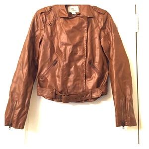 Brown vegan leather jacket
