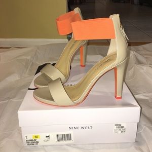 Nine West Size 7 Taupe/orange Heels