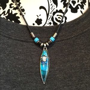 Blue surfboard turtle necklace!