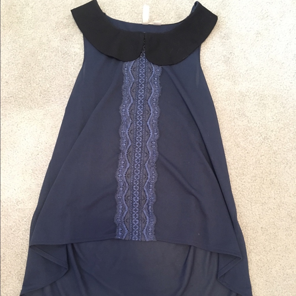 Navy and black blouse