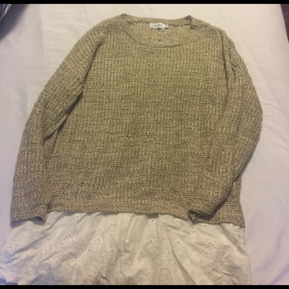 Beige Sweater with Bottom Design