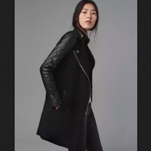 ZARA LEATHER QUILTED SLEEVES BLACK COAT JACKET