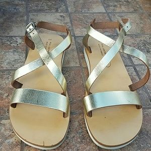 Gold leather sandals from Greece size 40
