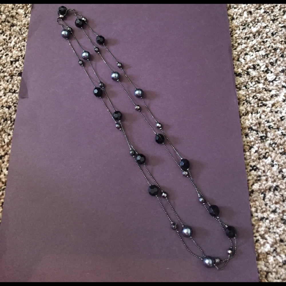 Black and charcoal beaded necklace