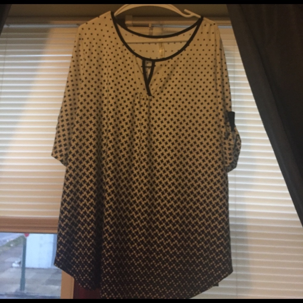 Blue and White Patterned Blouse