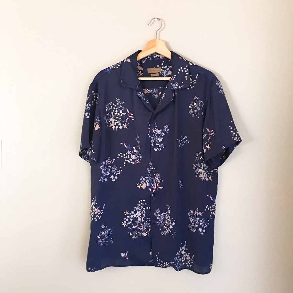 ZARA MAN | Silk Casual Shirt in Floral Navy
