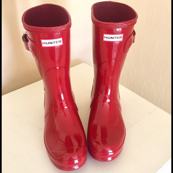 Hunter Shoes - Women's Glossy Red Hunter Rain boots