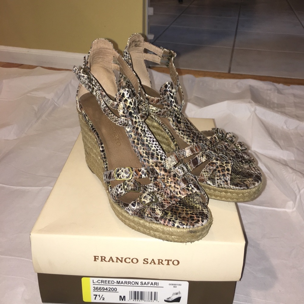Franco Sarto Animal Print Espadrilles Size 7.5