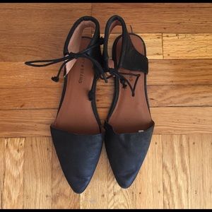 Never worn! Leather ankle tie flats.