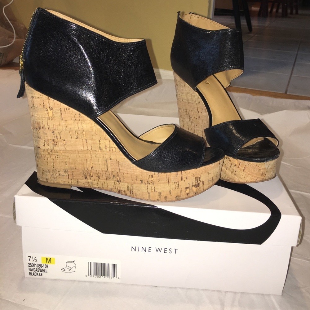 Nine West Black Leather espadrilles size 7.5