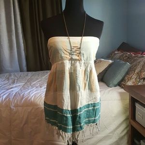 Hurley Boho Strapless Top w/ Fringe Size L