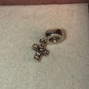 Pandora Dangling Cross Charm with studs