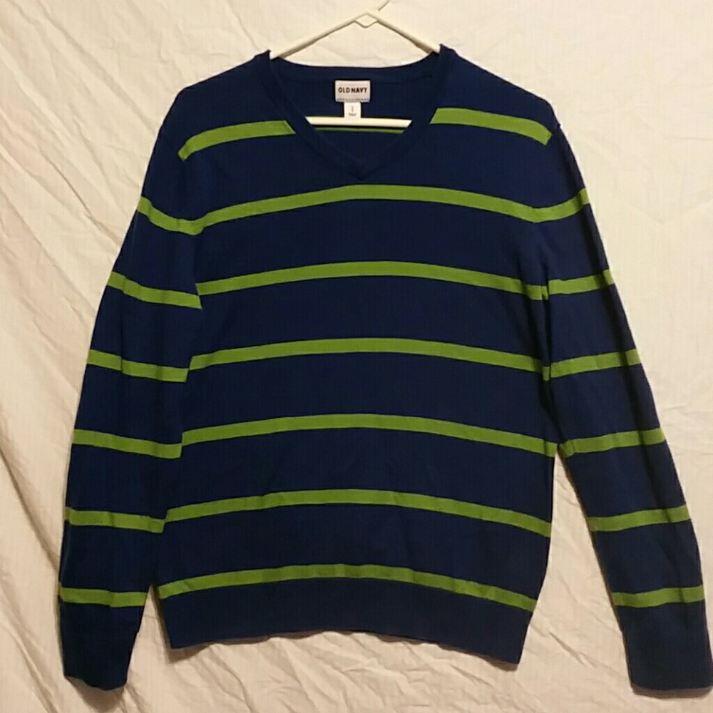 Blue and green light weight v-neck sweater