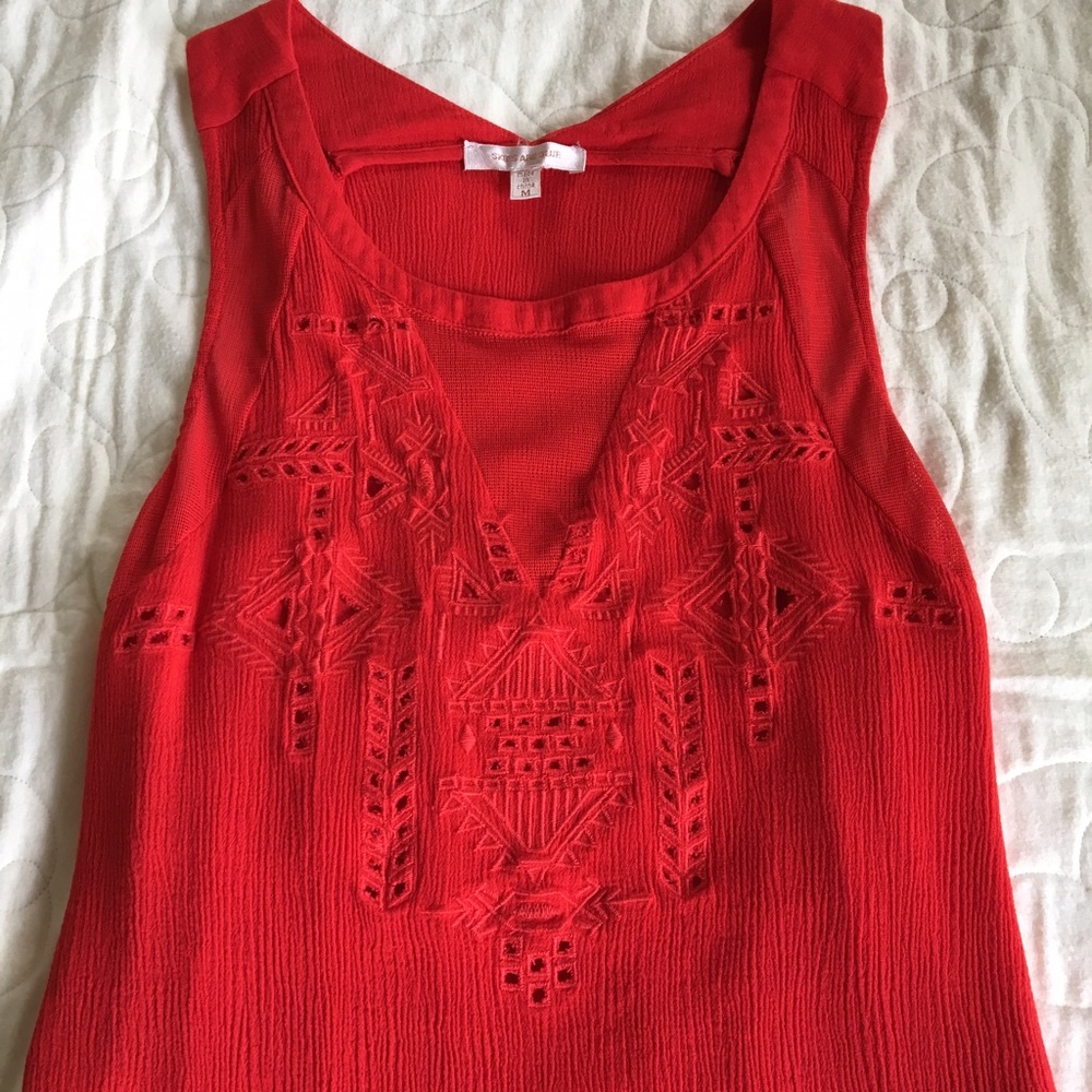 Skies are Blue Sleeveless detail Top in Red