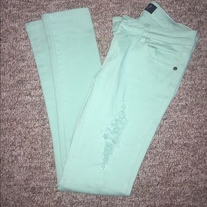 Light turquoise stretchy jeans