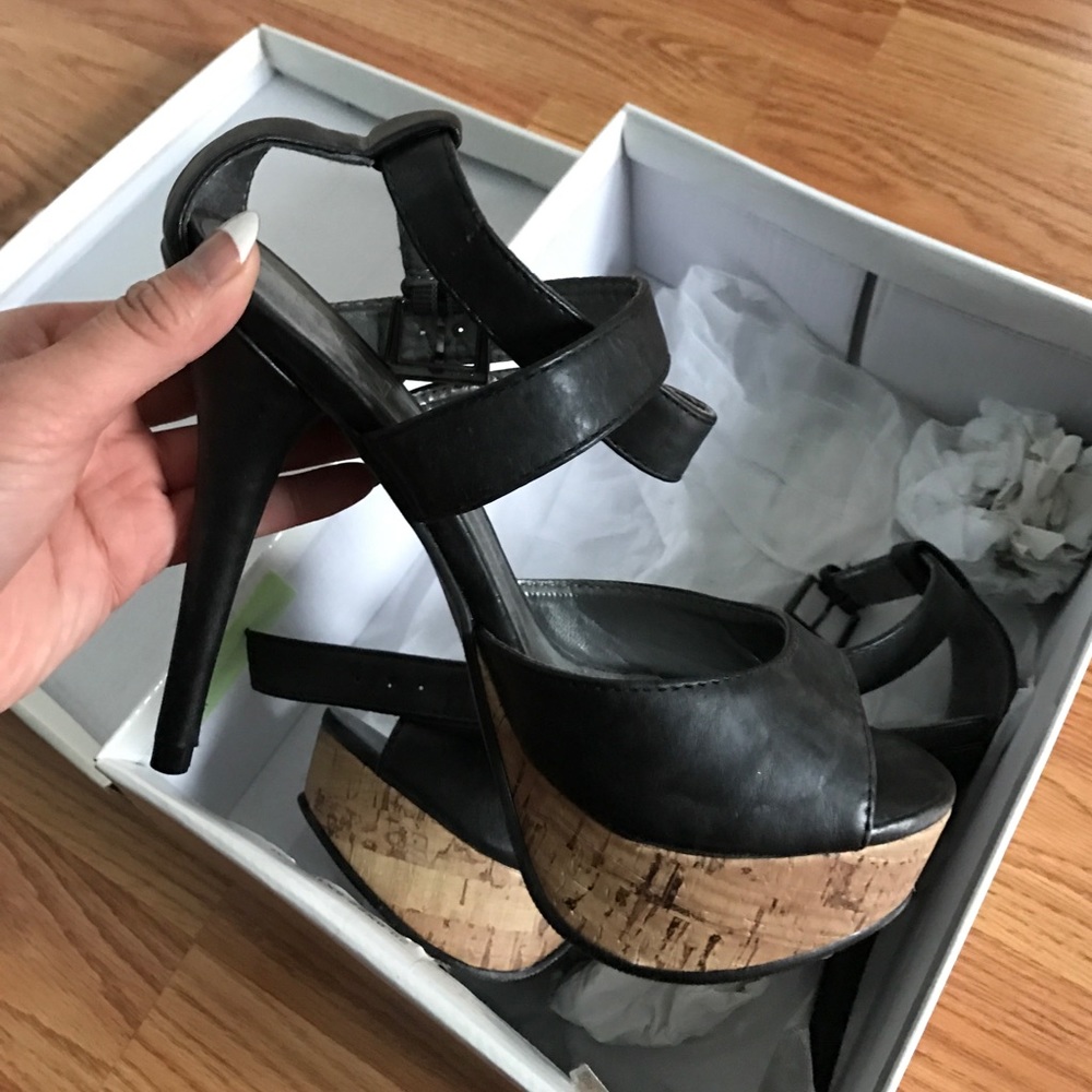 strappy black heels