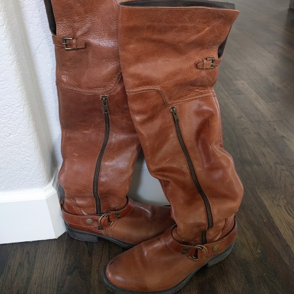 Steve Madden Haylyn Cognac Leather Boots