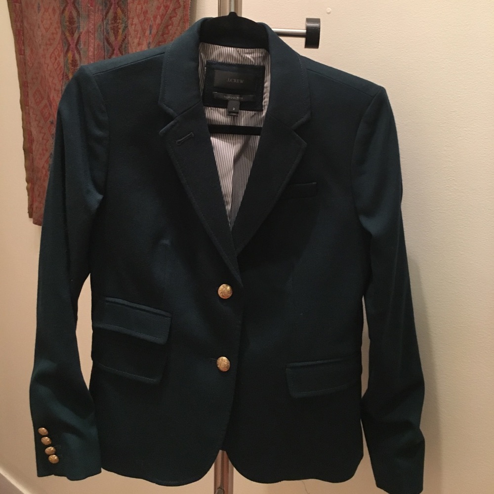 Hunter Green J Crew Schoolboy Light Wool Blazer