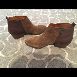 Madewell brown suede and leather booties, size 7.5