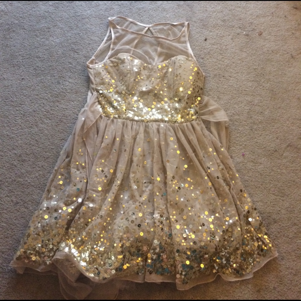 Deb gold homecoming/prom dress