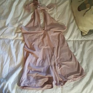 American Apparel Light Plumb Halter Bodysuit