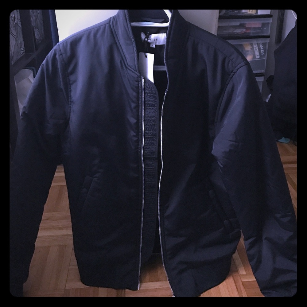 Reiss Navy Eiffel Bomber Jacket