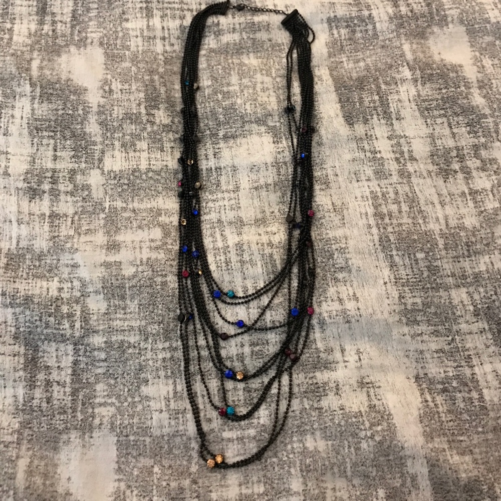Rainbow Rhinestone Layered Necklace