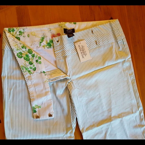 NEW Guess green striped cropped palazzo pants - Picture 4 of 4