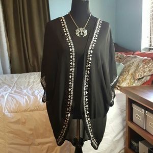 LA Hearts Sheer Black Shawl/Wrap