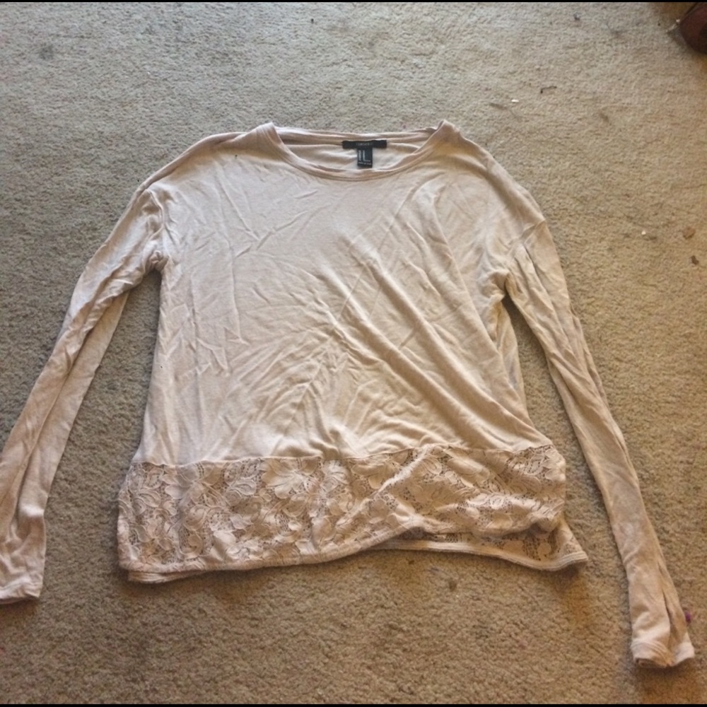 F21 tan long sleeved shirt