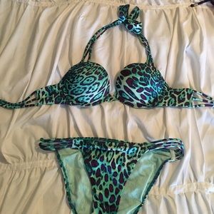 Victoria's Secret purple and teal leopard bikini