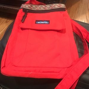 Kavu Red and Aztec Cross Body Purse