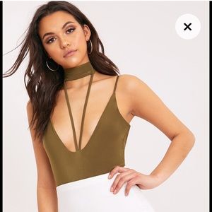 Khaki slinky bodysuit