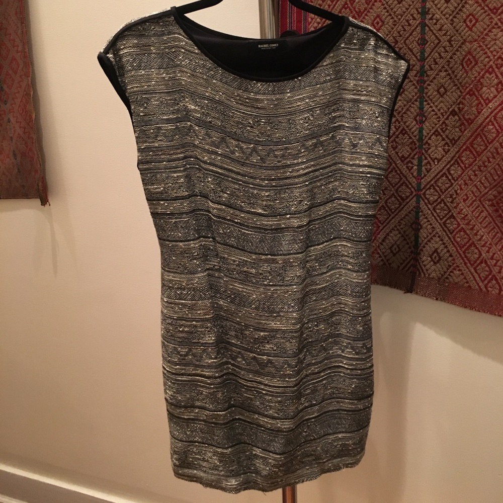 Rachel Comey Silver Metallic Thread Mini Dress