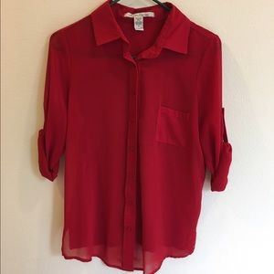 Red Chiffon Shirt