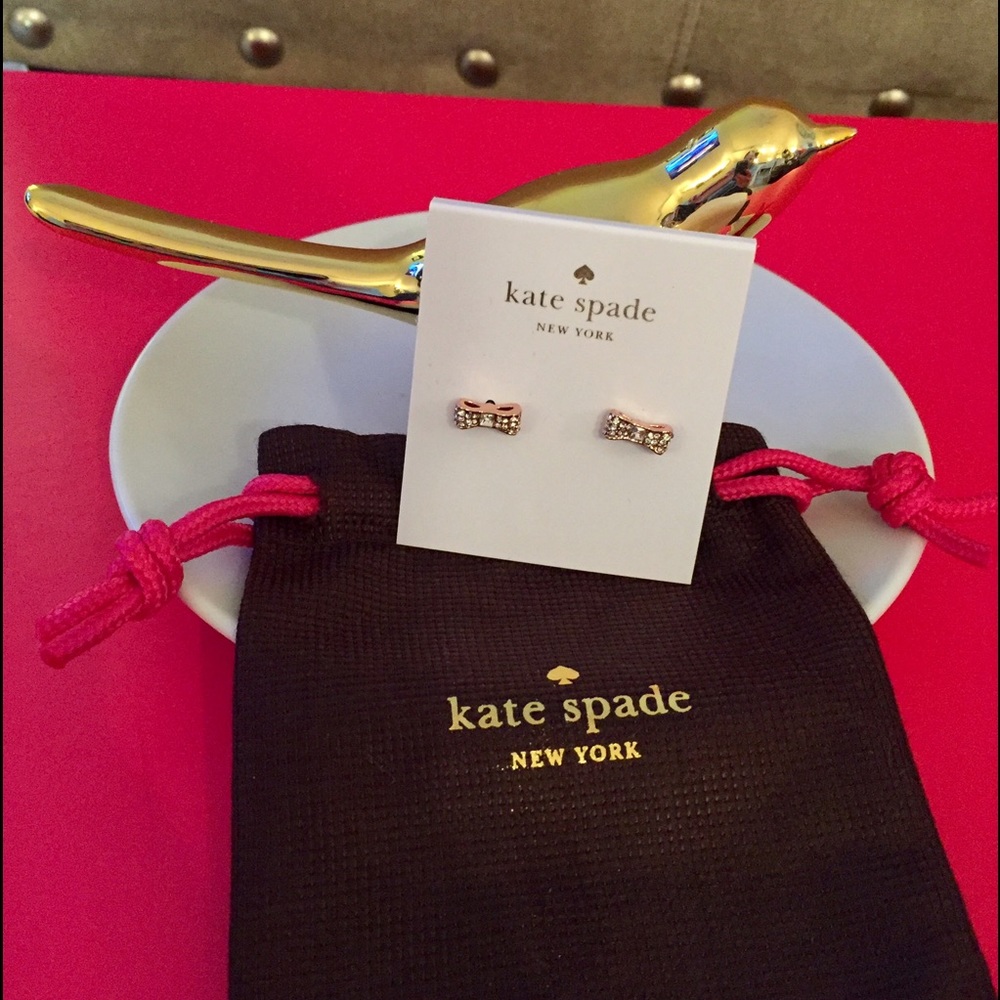Kate Spade ♠️ bow earrings rose gold & crystals