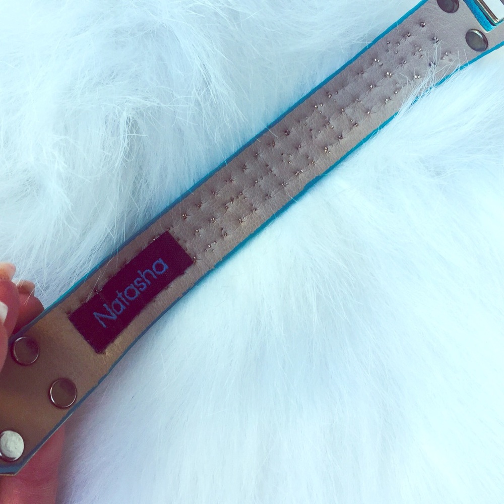 πHPπ Natasha Blue Leather Studded Bracelet NWOT - Picture 4 of 5
