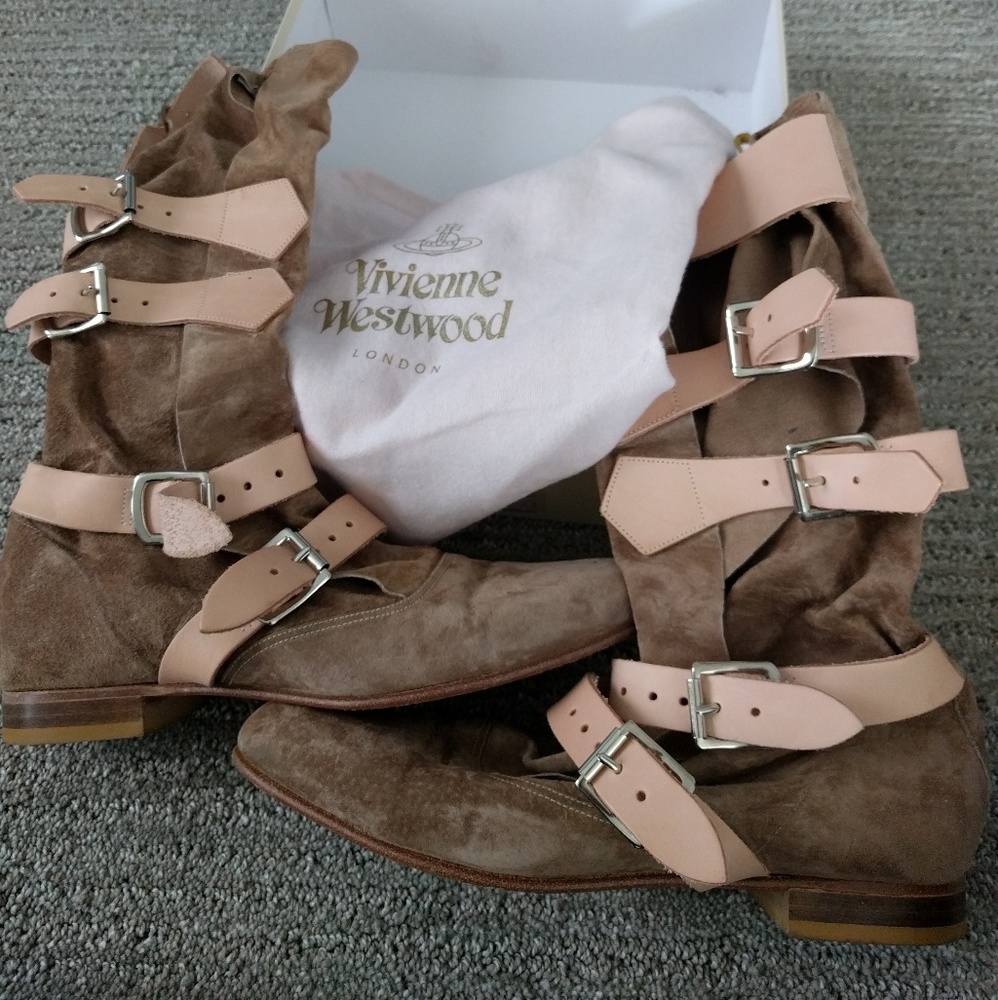 Vivienne Westwood Grey Suede Pirate Boots