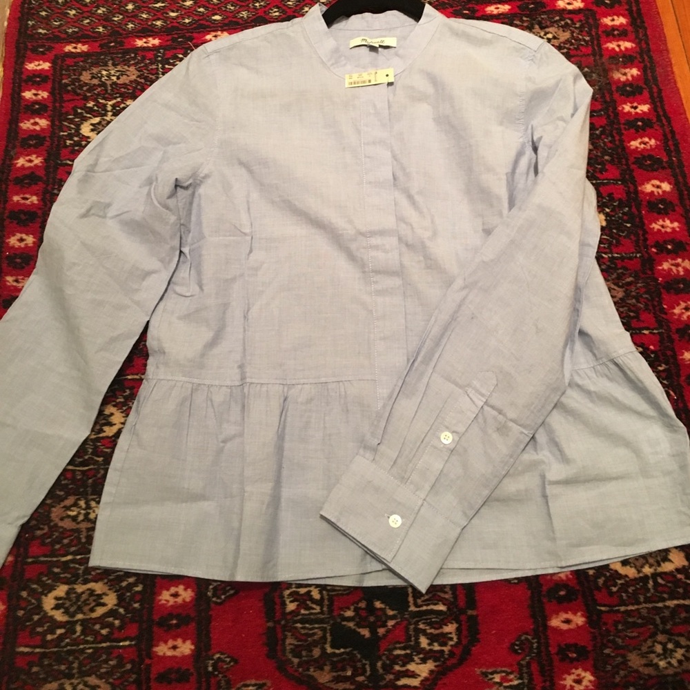 Madewell Baby Blue Lakeside Peplum Shirt w TAGS