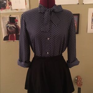 Vintage Blue Polka Dot Blouse