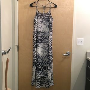 Tie Dye High Low Chiffon Halter Dress