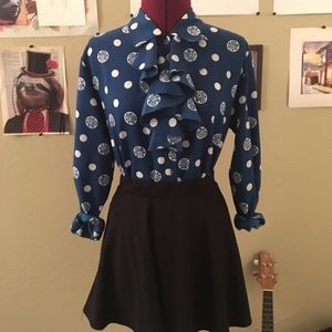 🎉WEEKEND SALE🎉 Vintage Blue Blouse w/ Frills