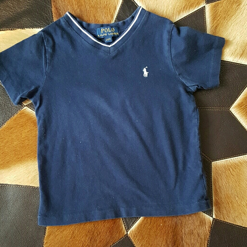 🐎 Ralph Lauren Navy V-Neck Shirt: 2T