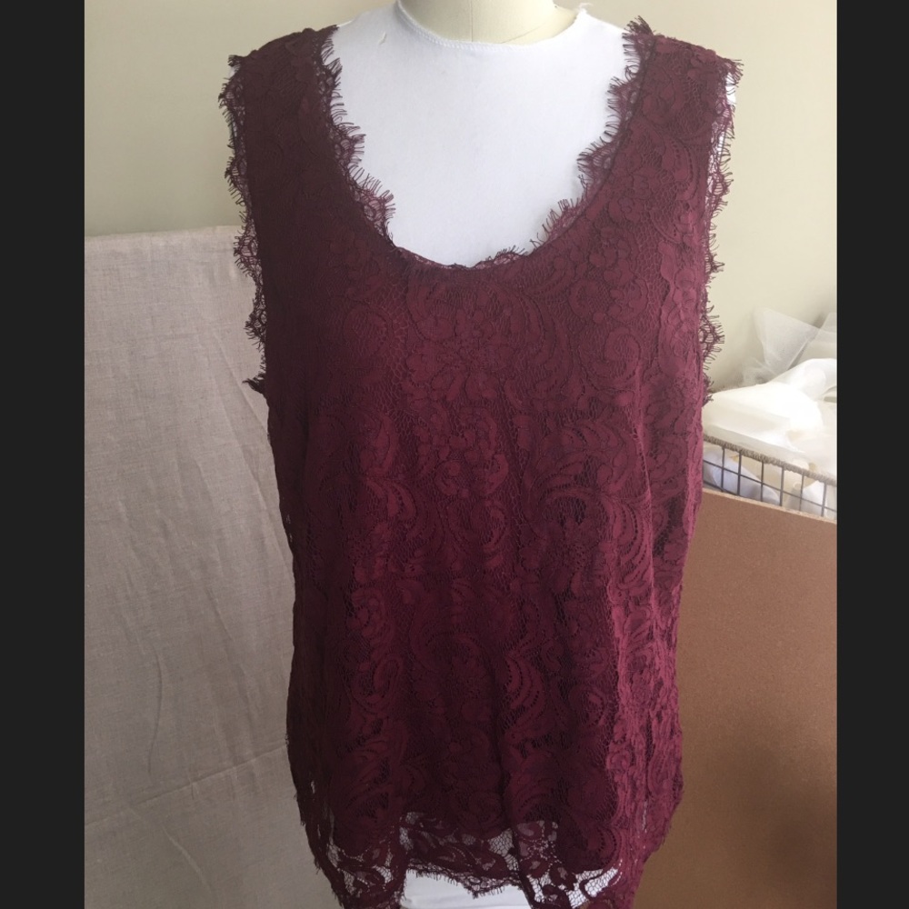 Burgundy Lace Tank top
