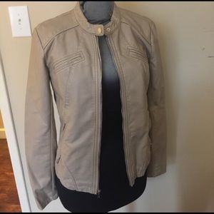 Cream vegan leather jacket